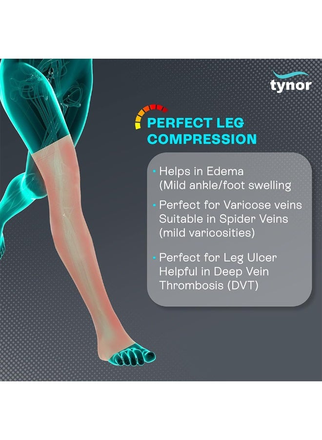 Tynor Compression Stocking Mid Thigh Classic, Beige, Large, 1 Pair - Image 4
