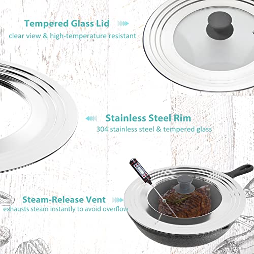 WishDirect Universal Lid for Pots Pans and Skillets - One Lid Fits All 8.25-12 Inch Pots Frying Pans Skillets Woks, Replacement Pot Lid with Upgraded Heavy Duty Heat Resistant Silicone Handle, Gray - Image 3