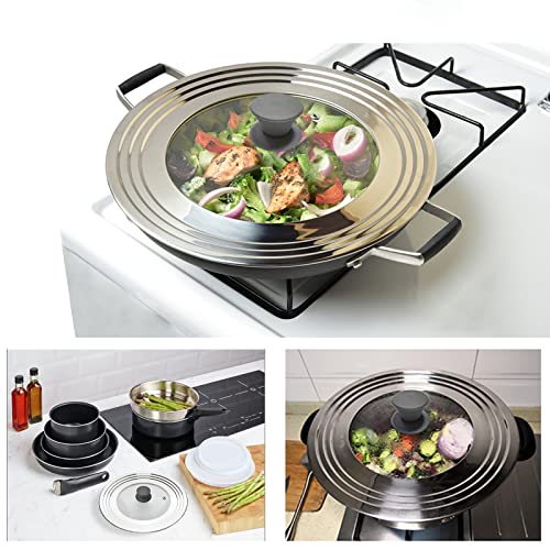 WishDirect Universal Lid for Pots Pans and Skillets - One Lid Fits All 8.25-12 Inch Pots Frying Pans Skillets Woks, Replacement Pot Lid with Upgraded Heavy Duty Heat Resistant Silicone Handle, Gray - Image 5