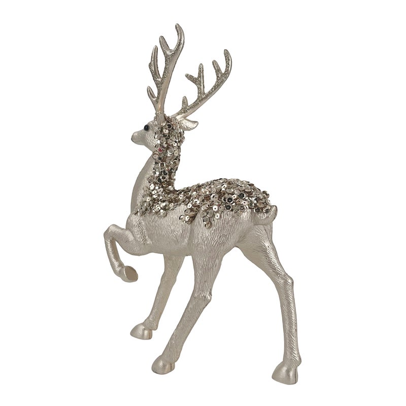 CHRISTMAS MAGIC Deluxe Reindeer Decoration Champagne Gold 22x10x33cm - Image 3