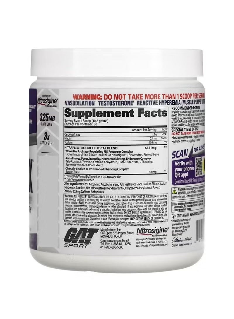 GAT NITRAFLEX Grape Pre-Workout Powder 300g 30 Servings High Energy Pump Formula - Image 2