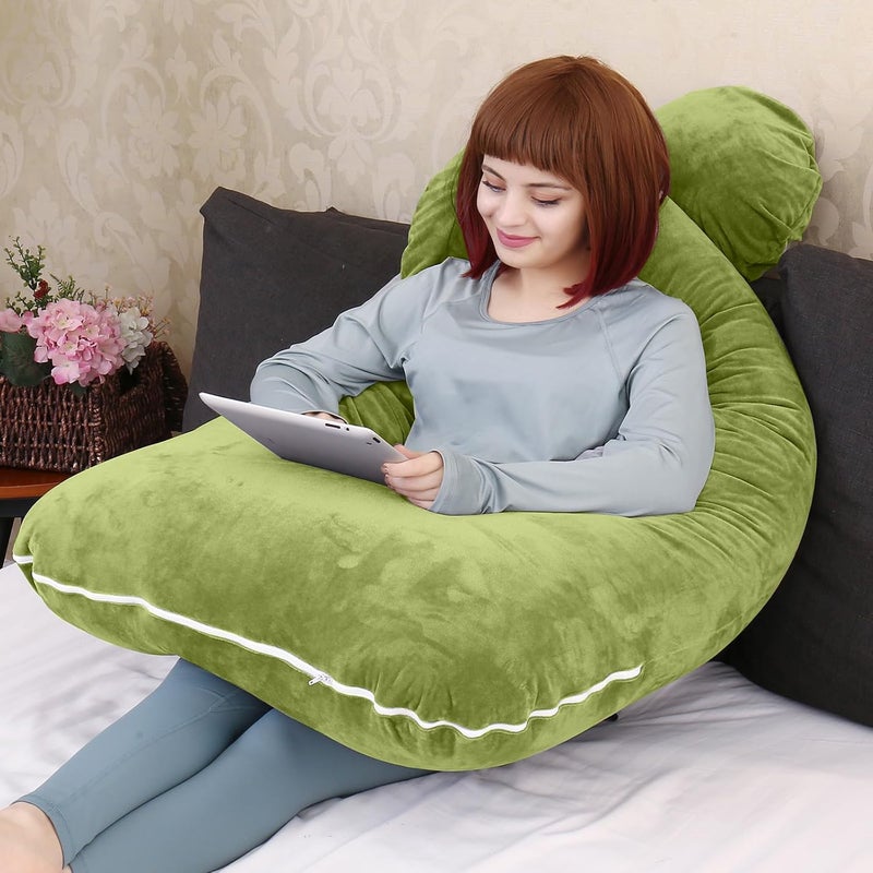 TaiBest U Shaped Full Body Pregnancy Pillow with Removable Cover for Maternity Women,Pregnancy Pillows for Sleeping,Support for Back, Legs, Belly,55 Inch Pregnancy Pillow for Women (Cotton, Green) - Image 5