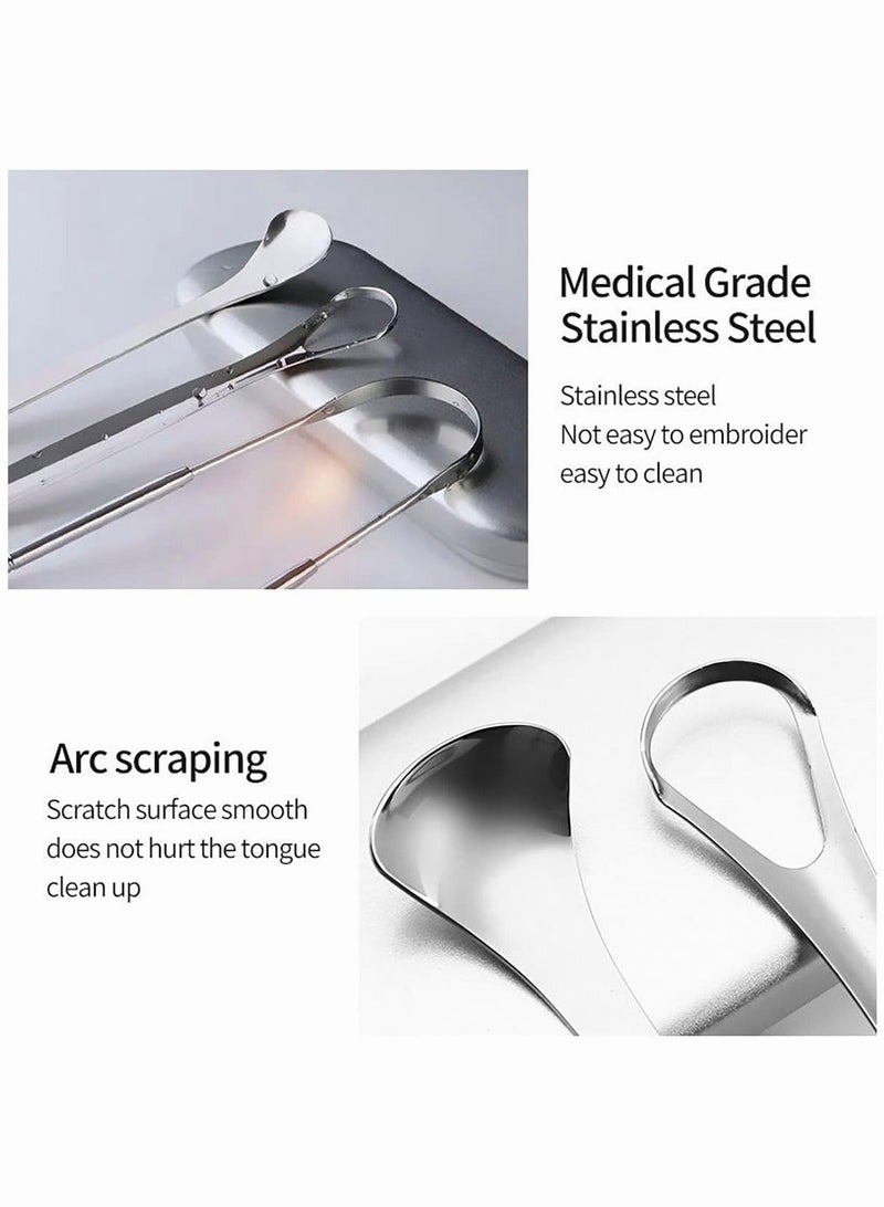Generic Tongue Scraper for Adults Stainless Steel Tongue Scrapers Oral Care Kit Tongue Cleaner Tongue Scraper with Case  - Image 3