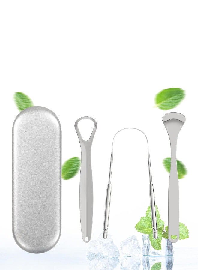 Generic Tongue Scraper for Adults Stainless Steel Tongue Scrapers Oral Care Kit Tongue Cleaner Tongue Scraper with Case  - Image 1