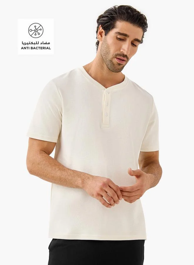 FAV Textured Henley Collar T-shirt and Pyjama Set