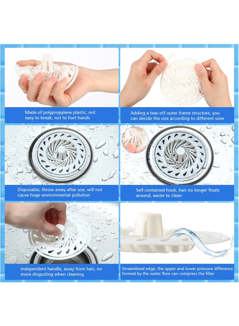 SYOSI 50 Pack Disposable Drain Hair Catcher Bathtub Drain Cover, Plastic Hair Trap Bathroom Accessories, Shower Drain Strainer Trap Suit for Bathroom Bathtub Kitchen Floor Tub Drain White - Image 5