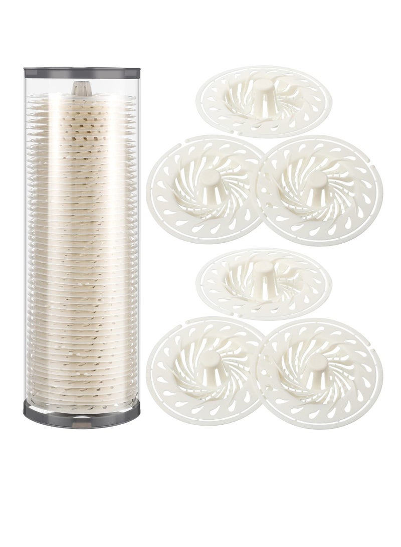 SYOSI 50 Pack Disposable Drain Hair Catcher Bathtub Drain Cover, Plastic Hair Trap Bathroom Accessories, Shower Drain Strainer Trap Suit for Bathroom Bathtub Kitchen Floor Tub Drain White - Image 1