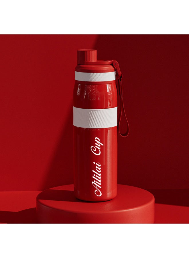 Cola Red Portable 316 Stainless Steel Thermos Cup, Large Capacity Outdoor Travel Water Cup, Portable Sports Cup, Vacuum Insulated Gift