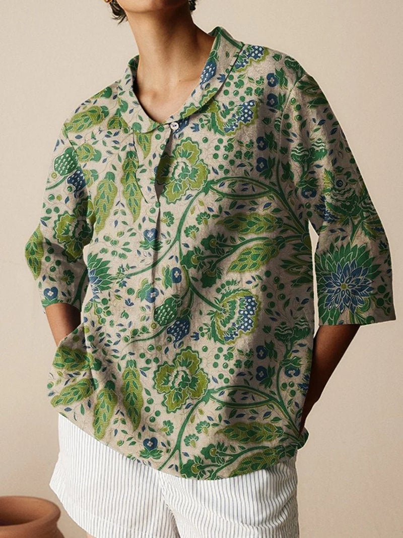 2024 Autumn New Women''s Long Sleeve Shirt Creative Retro Bamboo Linen Shirt Casual T-Shirt - Image 2
