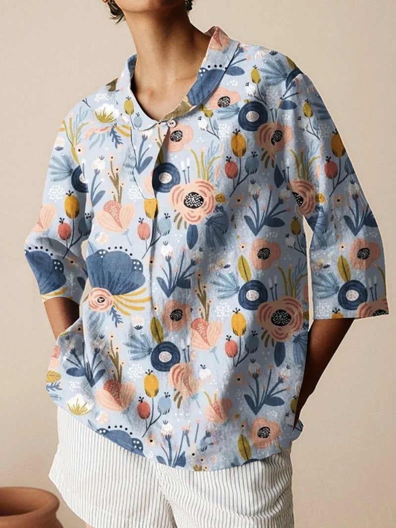 2024 Autumn New Women''s Long Sleeve Shirt Creative Retro Bamboo Linen Shirt Casual T-Shirt - Image 3