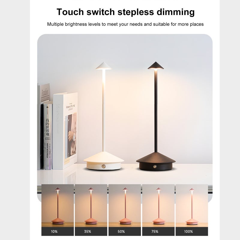 LED Mushroom Night Light Restaurant Table Lamp Bedside Ambient Light Touch Switch Infinitely Dimmable Tri-color Dimming 1800mah Battery - Image 5