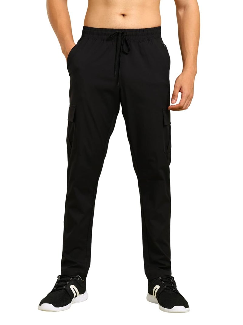 TECHNOSPORT Mens Polyester Regular Fit Solid Cargo for Activewear, Regular Use and Quick Dry - (MPOR99BLK_Black_3XL) - Image 1