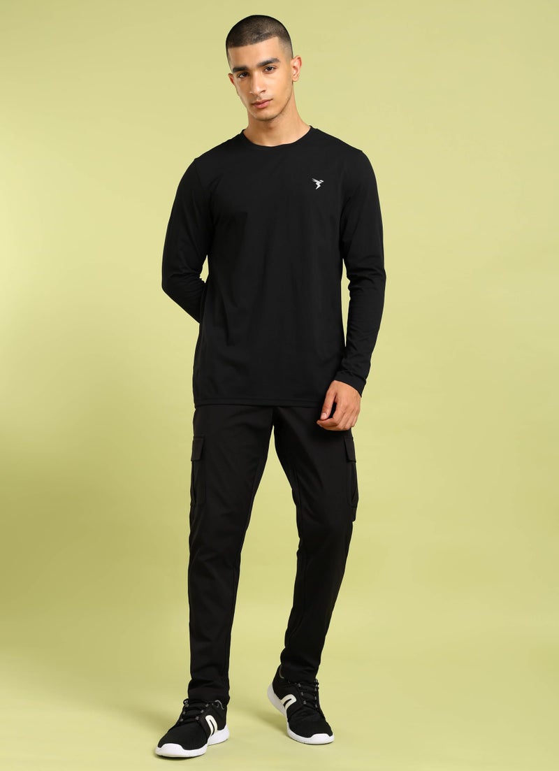 TECHNOSPORT Mens Polyester Regular Fit Solid Cargo for Activewear, Regular Use and Quick Dry - (MPOR99BLK_Black_3XL) - Image 4