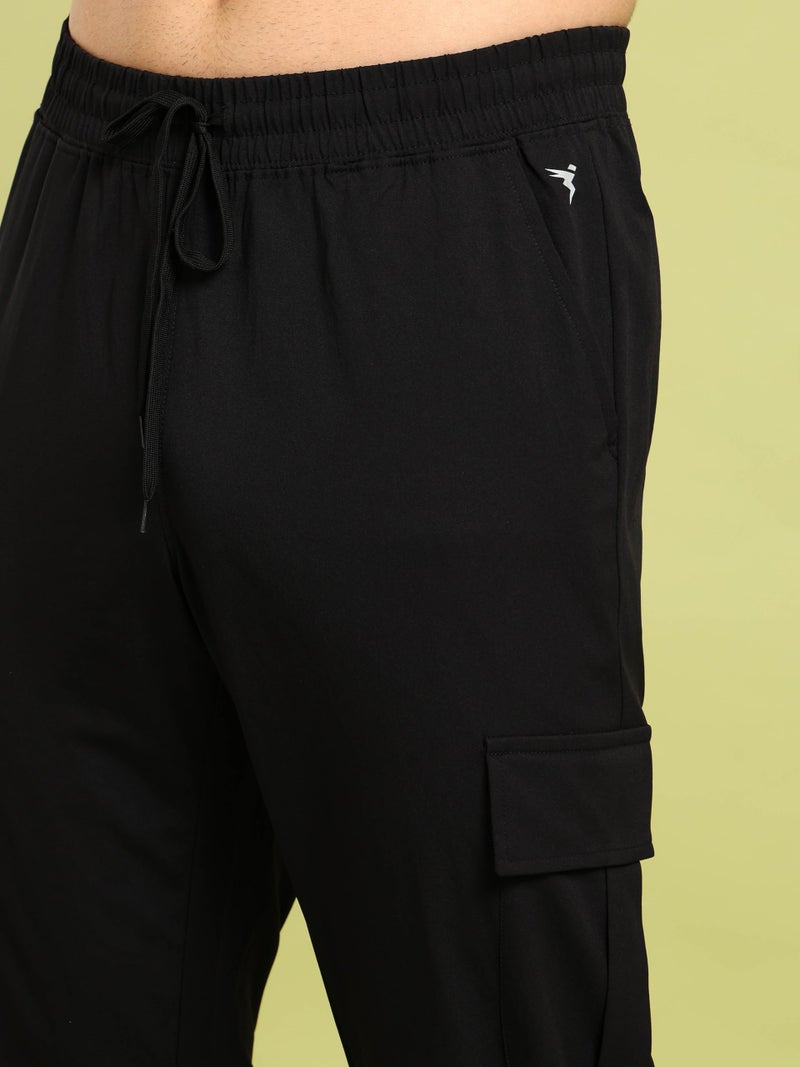 TECHNOSPORT Mens Polyester Regular Fit Solid Cargo for Activewear, Regular Use and Quick Dry - (MPOR99BLK_Black_3XL) - Image 3