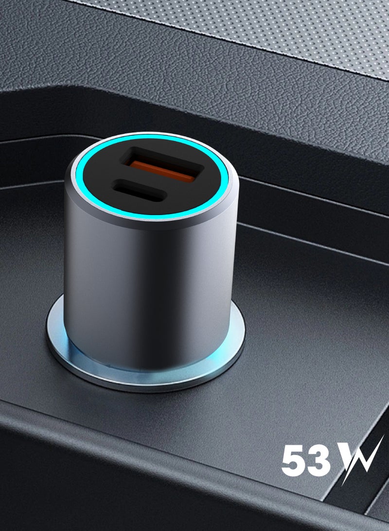 blupebble NaviPower 53W Dual Port Fast Car Charger | USB-C PD + USB-A QC 3.0 Adapter for iPhone 14/13 Series, iPad Pro, MacBook & Android Devices - Image 4
