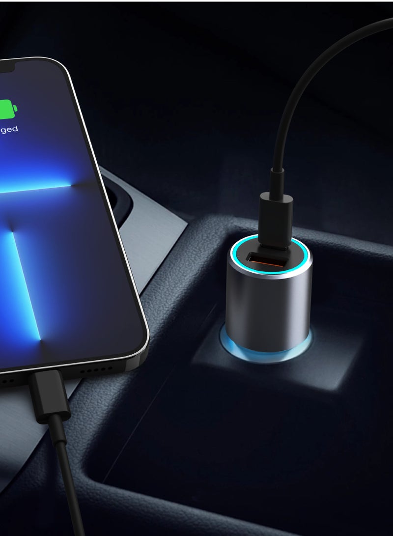 blupebble NaviPower 53W Dual Port Fast Car Charger | USB-C PD + USB-A QC 3.0 Adapter for iPhone 14/13 Series, iPad Pro, MacBook & Android Devices - Image 5