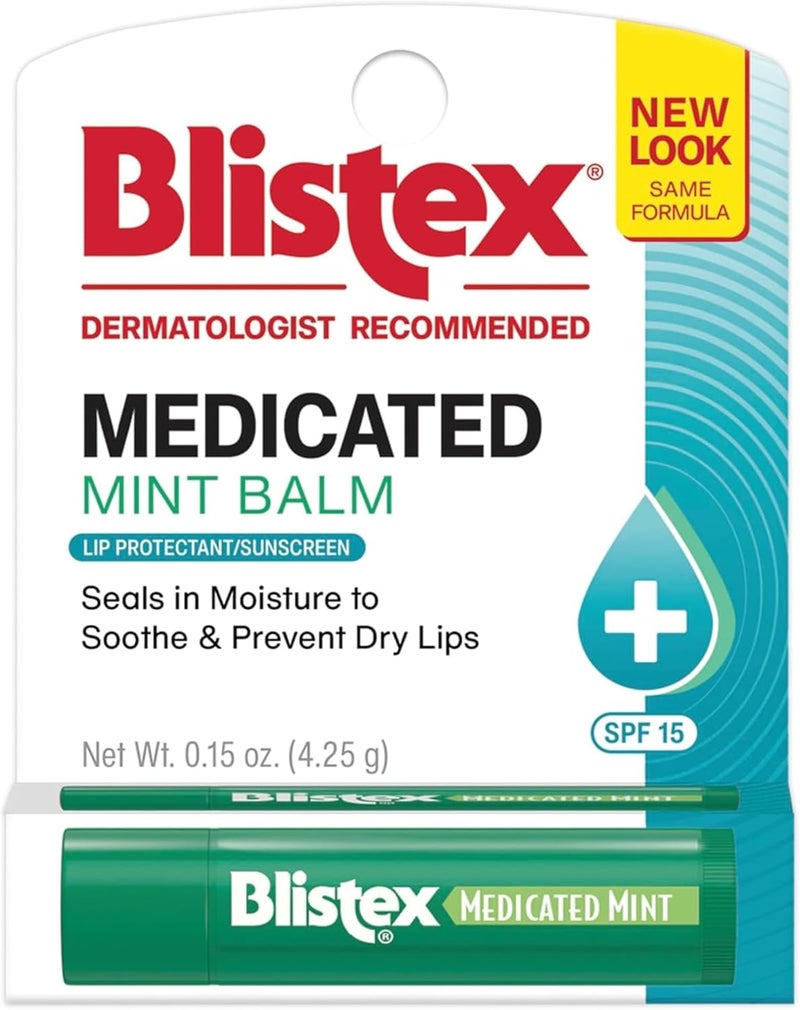 Blistex, Lip Protectant/Sunscreen, SPF 15, Medicated Mint Balm, .15 oz (4.25 g) Changing environment compatible - Image 1