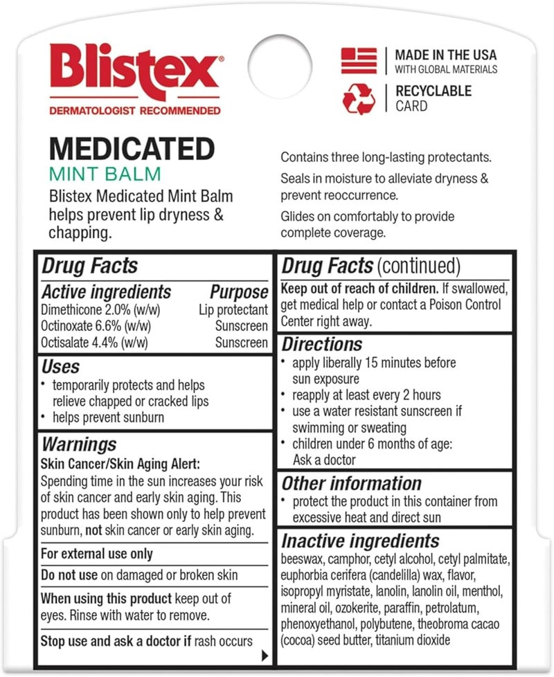Blistex, Lip Protectant/Sunscreen, SPF 15, Medicated Mint Balm, .15 oz (4.25 g) Changing environment compatible - Image 3