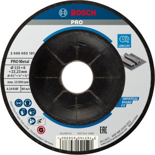Bosch Professional 1x Standard for Metal Grinding Disc (for Metal, Ø 115 x 6 x 22,23 mm, Depressed Centre, Accessory Angle Grinder)