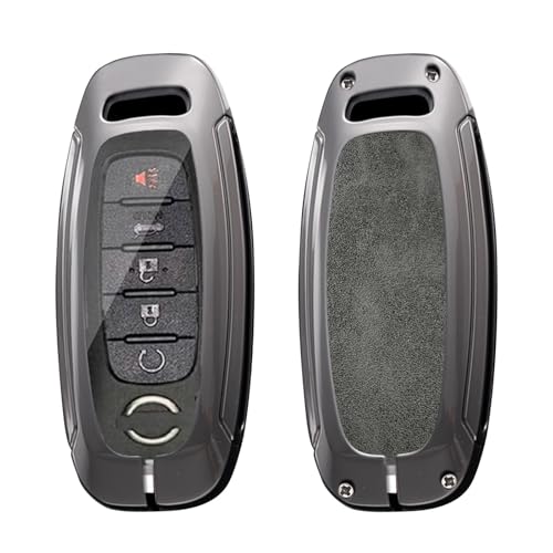 KUNIO 3/4/5 Button Leather Metal Car Key Fob Cover Case Fit for Nissan Rogue Pathfinder 2025 Altima Teana Kicks 2023 Sentra 2024 Key Protective Cover Key Holder Accessories Gray-Long Keychain - Image 3