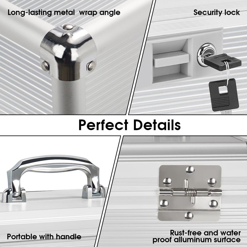 Lockbako Medicine Lock Box with Key, Alluminum Alloy Box for Medication,First Aid Box with a Removeable Tray to Store Medicines & Pills for Home, Silver 12 * 7.68 * 7.87 Inch - Image 5