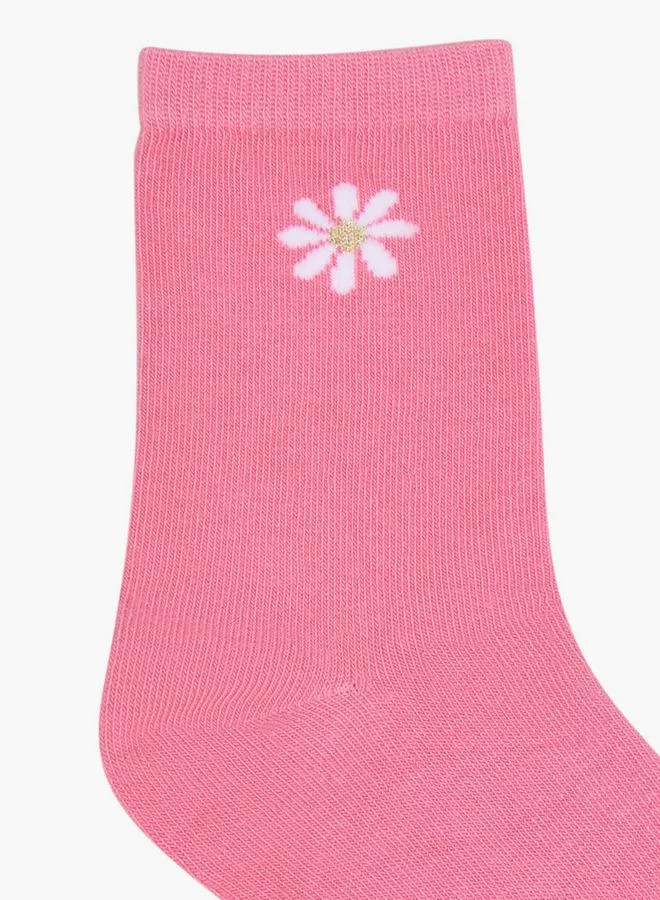 Little Missy MULTICOLOR Floral Print Crew Lenght Socks - Set of 5 for Women | Best Price UAE