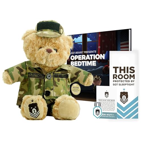 ZZZ Bears SGT Sleeptight Army Teddy Bear with Storybook  Sleep System Comforting Gift for Army Kids Helps with Bedtime Routine Deployment Separation  Emotional Support - Image 1