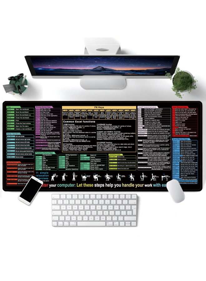 Excel English Shortcut Key Mouse Pad Customized Ip Computer Office Special Cross-border Integrated Large Non-slip Table Pad 