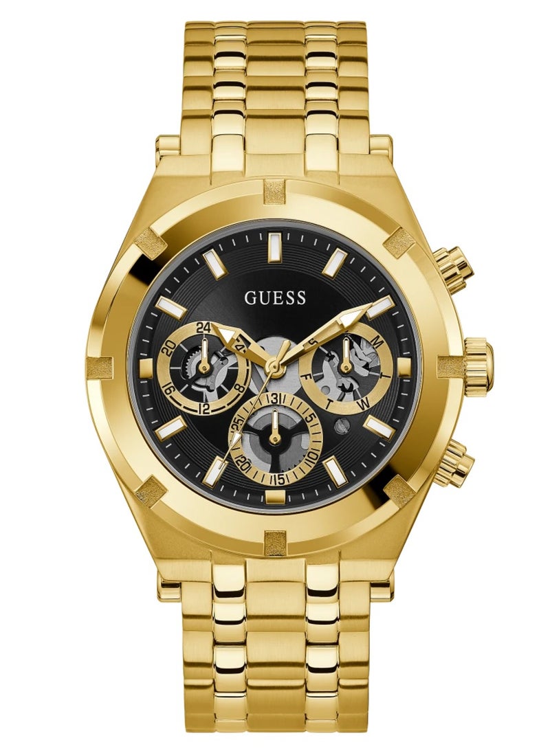 GUESS ساعة كونتيننتال للرجال باللون الذهبي من الستانلس ستيل GW0260G2  - Image 1