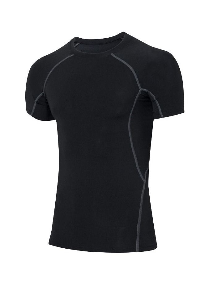 Loquat Men Quick Dry Breathable Elastic T-Shirt Black  - Image 1