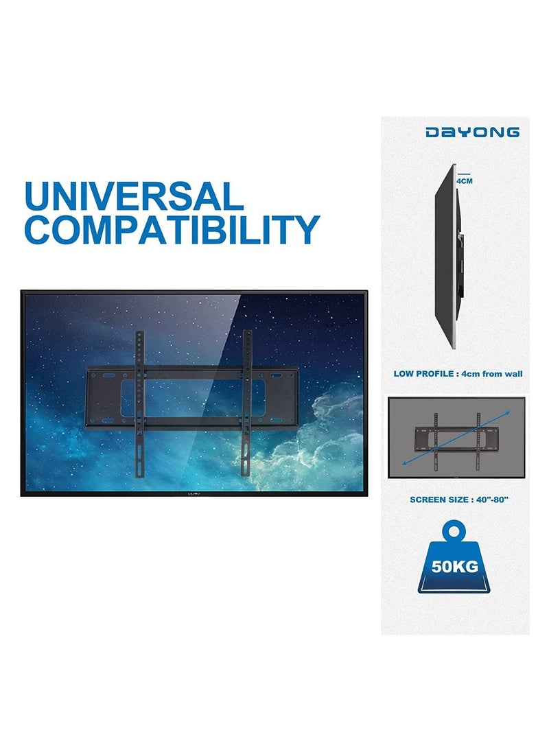 DAYONG Fixed TV Wall Mount,TV Stand/Television Stands for Most 40-85 inch TVs,TV Mounting Bracket VESA 600X400mm Up to 50kg,Fits LED LCD OLED Flat Curved Screen TVs - Image 4