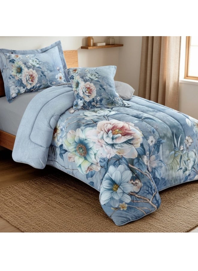 SMART HOME Summer single Comforter , suitable for a bed measuring 120x200 cm, the Comforter is reversible, double filling Comforter set, 4-piece microfiber sleeping set (1 Comforter +1 elastic mattress protector + 1 pillowcase + 1 square pillowcase), Comforter size 230x170 cm and mattress protector size 200x120+30 cm - Image 1