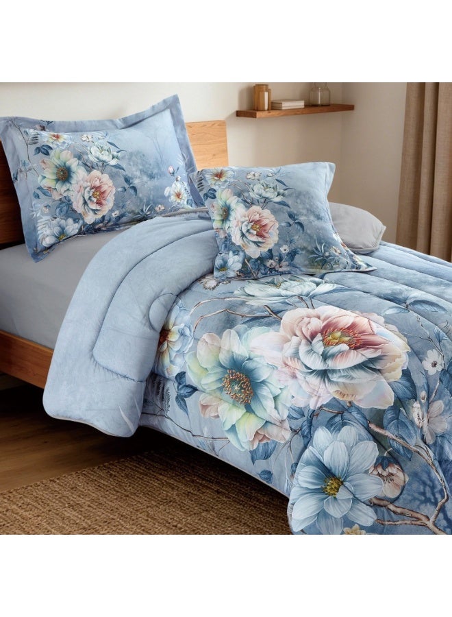 SMART HOME Summer single Comforter , suitable for a bed measuring 120x200 cm, the Comforter is reversible, double filling Comforter set, 4-piece microfiber sleeping set (1 Comforter +1 elastic mattress protector + 1 pillowcase + 1 square pillowcase), Comforter size 230x170 cm and mattress protector size 200x120+30 cm - Image 4