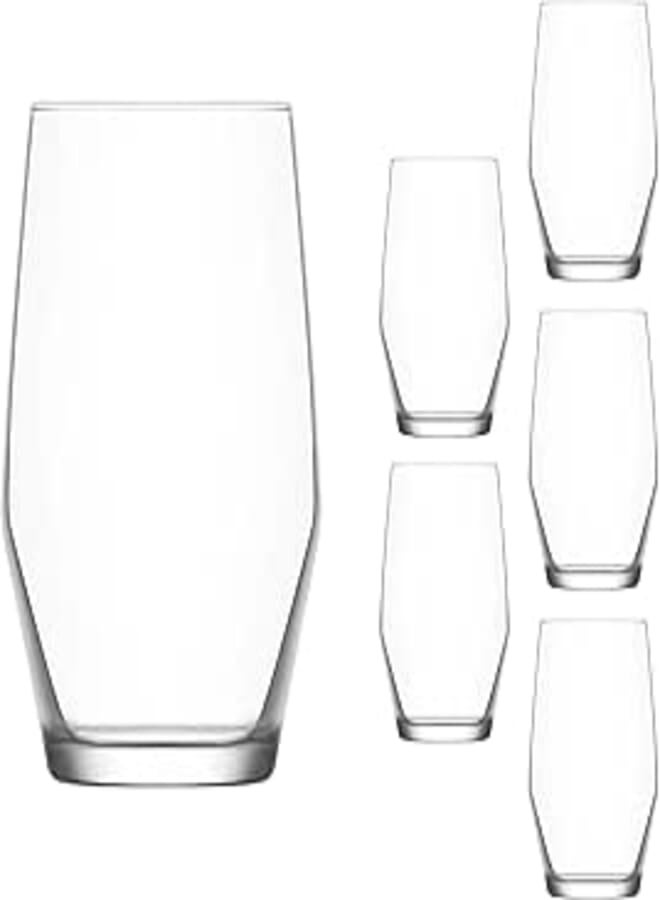 LAV ELLA Highball Glass / 495 cc - 16.75 Oz / 6 Pcs/Elegant design, Trusted Brand, Attractive shape of Water, Soft Drink, Sparkling Drink, Smoothies, Juices, Cocktails