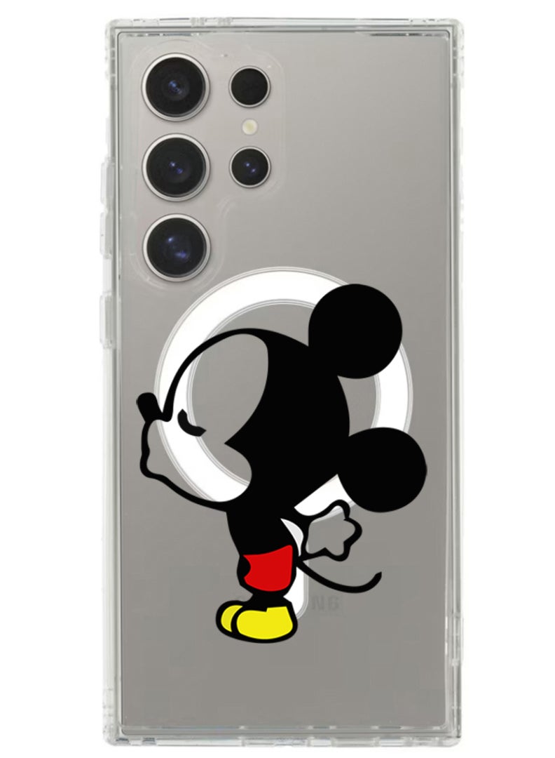 Theodor Magnetic Case for Samsung Galaxy S24 Ultra 6.8-inch Compatible with MagSafe Wireless Charging, Shockproof Phone Bumper Cover Mickey Kissing - Image 1