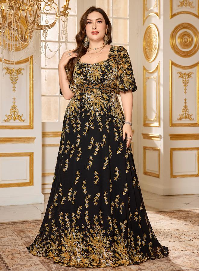 SUPGIR Plus Size Black Embellished Maxi Dress - Image 4