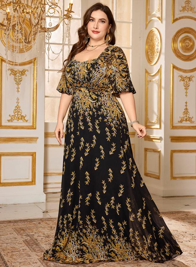 SUPGIR Plus Size Black Embellished Maxi Dress - Image 3