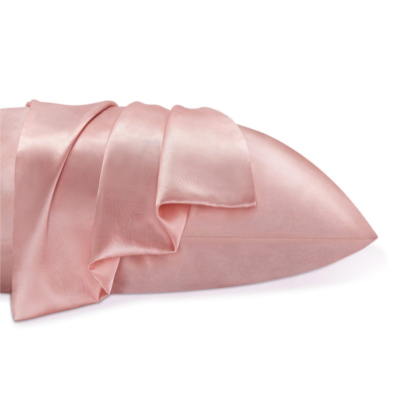 بيديليت وسادة ساتين بيدليت للشعر والجلد الفائق الناعم والتبريد على غرار حالات وسادة الحرير 2 مع هدية إغلاق المغلف للنساء الرجال (20 "" x30 "" كوين الحجم الوردي الوردي) - Image 4