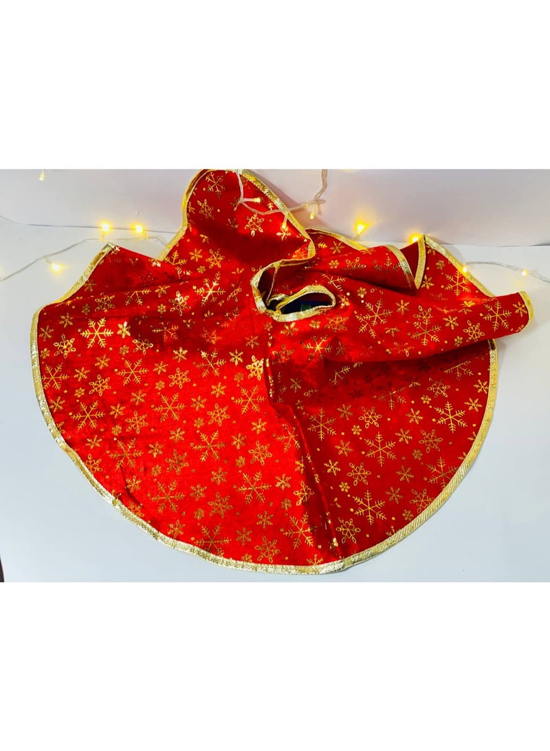 تنورة شجرة كل اكسسورات الكريسماس مفرش الشجرة المدور قطيفة  المقاس : 90 سم - Image 1