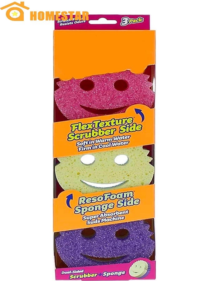 HOMESTAR 3 Pcs Cleaning Sponge, Scratch-Free Multipurpose Dish Sponge, BPA Free, Made with Polymer Foam, Stain and Odor Resistant - Image 1