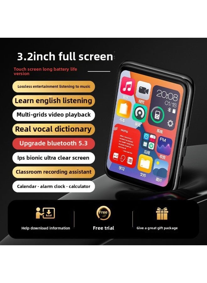 KK Full Screen Walkman Student Edition High-use Novel Reader English Listening Player-Color:3.2inch Touch Screen [metal Version With External + Bluetooth]-Capacity:64g [comprehensive] Already Popular Novel Movie English - Image 1