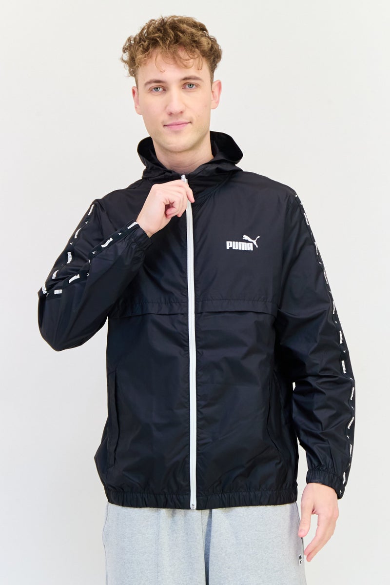 PUMA جاكيت تدريب رياضي للرجال بأكمام طويلة، أسود - Image 1