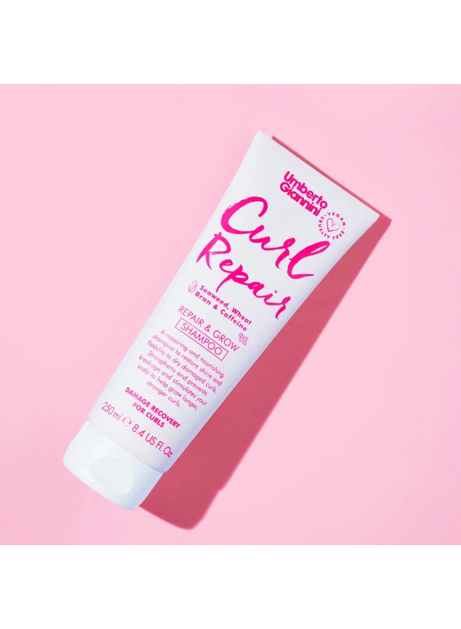 Umberto Giannini Curl Repair Shampoo 250ml – Damage Recovery for Frizz-Prone Curls, Sea Salt & Seaweed, Strengthening Wash for Split End Relief 250ml - Image 2