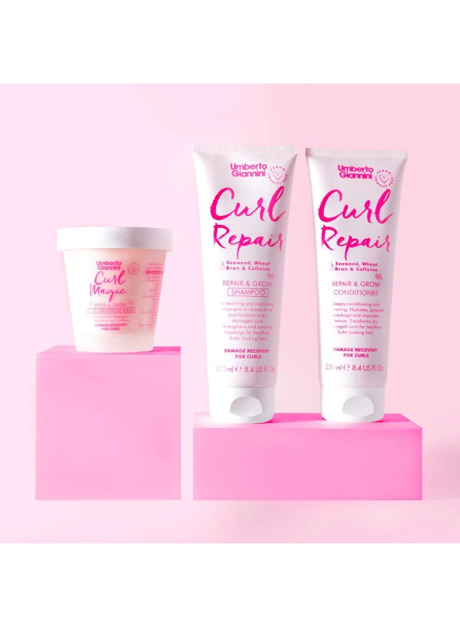 Umberto Giannini Curl Repair Shampoo 250ml – Damage Recovery for Frizz-Prone Curls, Sea Salt & Seaweed, Strengthening Wash for Split End Relief 250ml - Image 3