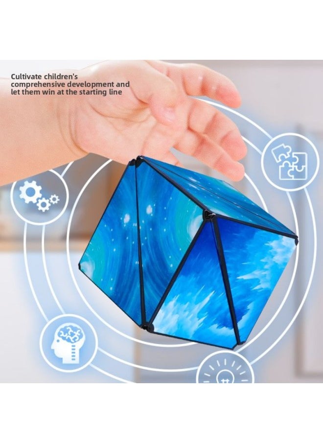 Three-dimensional Rubik's Cube Varied Infinite Magnetic Thinking Alien Space Level 3 4 Toy Decompression Magnetic Batch-Color:Green 1 Pack + Blue 1 Pack + Red 1 Pack + Purple 1 Pack