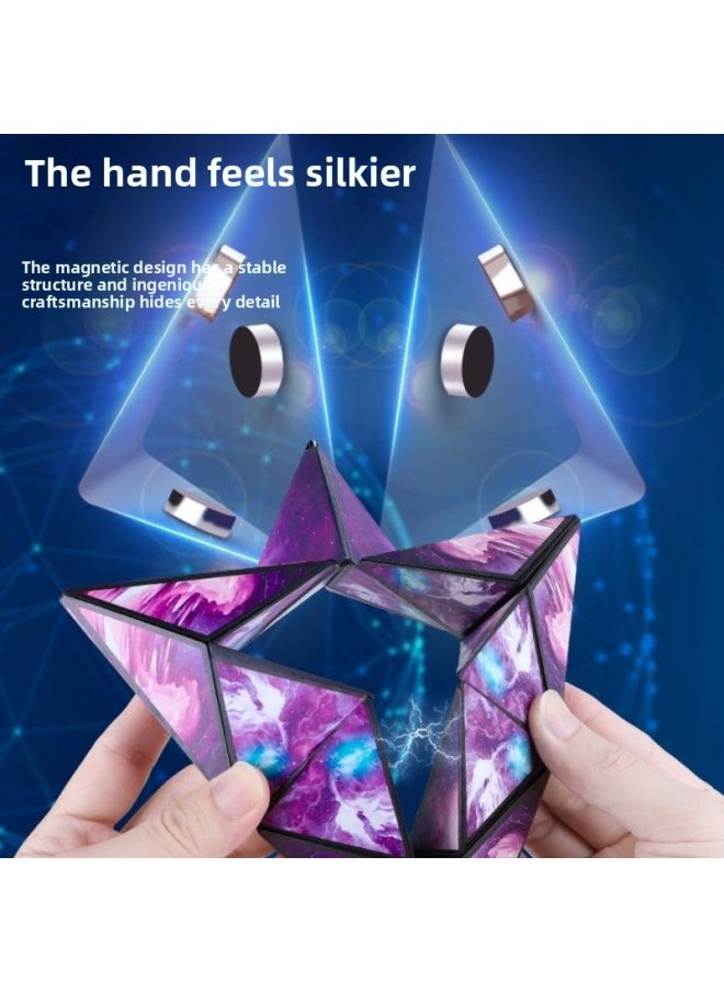 Three-dimensional Rubik's Cube Varied Infinite Magnetic Thinking Alien Space Level 3 4 Toy Decompression Magnetic Batch-Color:Green 1 Pack + Blue 1 Pack + Red 1 Pack + Purple 1 Pack
