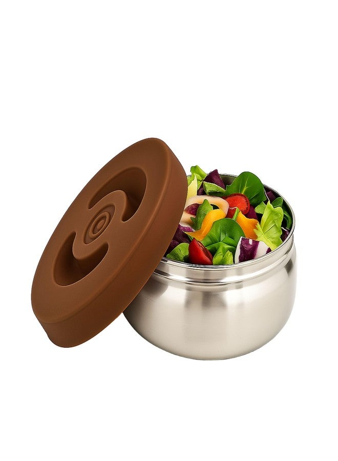 SUGAR Homeware Stahl | Stainless Steel Food Storage Container | Leakproof Kitchen Dabba | Airtight & Reusable Lunchbox | Compact Tiffin for Office & Home Use | 300ml | Brown - Image 1