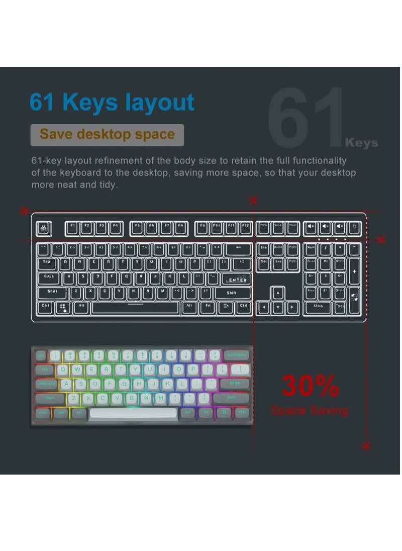 61 Keys Rapid Trigger Gaming Keyboard, RGB Magnetic Switch Mechanical Keyboard with 8000 Return Rate, Metal Panel, PBT Keycaps and Macro Customize for Windows,Game Consoles