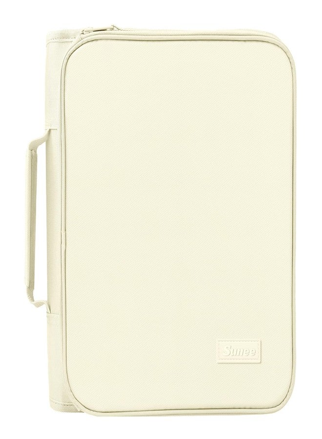 SUNEE Zippered Binder Bag with Handle, 2-Inch 3-Ring O-Ring, 500-Sheet Capacity, Includes Zip Pocket, 5-Tab Expanding File Folder, Multi-Pocket Organizer Binder for Middle School, Soft Beige - Image 1
