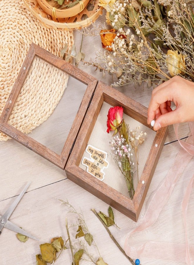 Califortree 5x5 Small Shadow Box Frame with Linen Back - Sturdy Rustic Memory Display Case of Flower, Pictures, Medals and More, Rustic Brown - Image 4